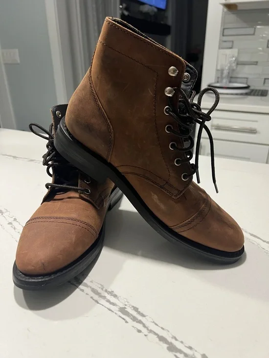 Thursday Boot Company Men's Tan Leather Captain Cap-Toe Lace-Up Boots size 8 - Picture 9 of 15